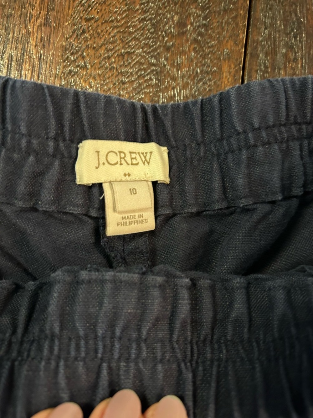 J Crew Women's Navy Casual Elastic-Waist Linen Blend Shorts - Picture 4 of 9